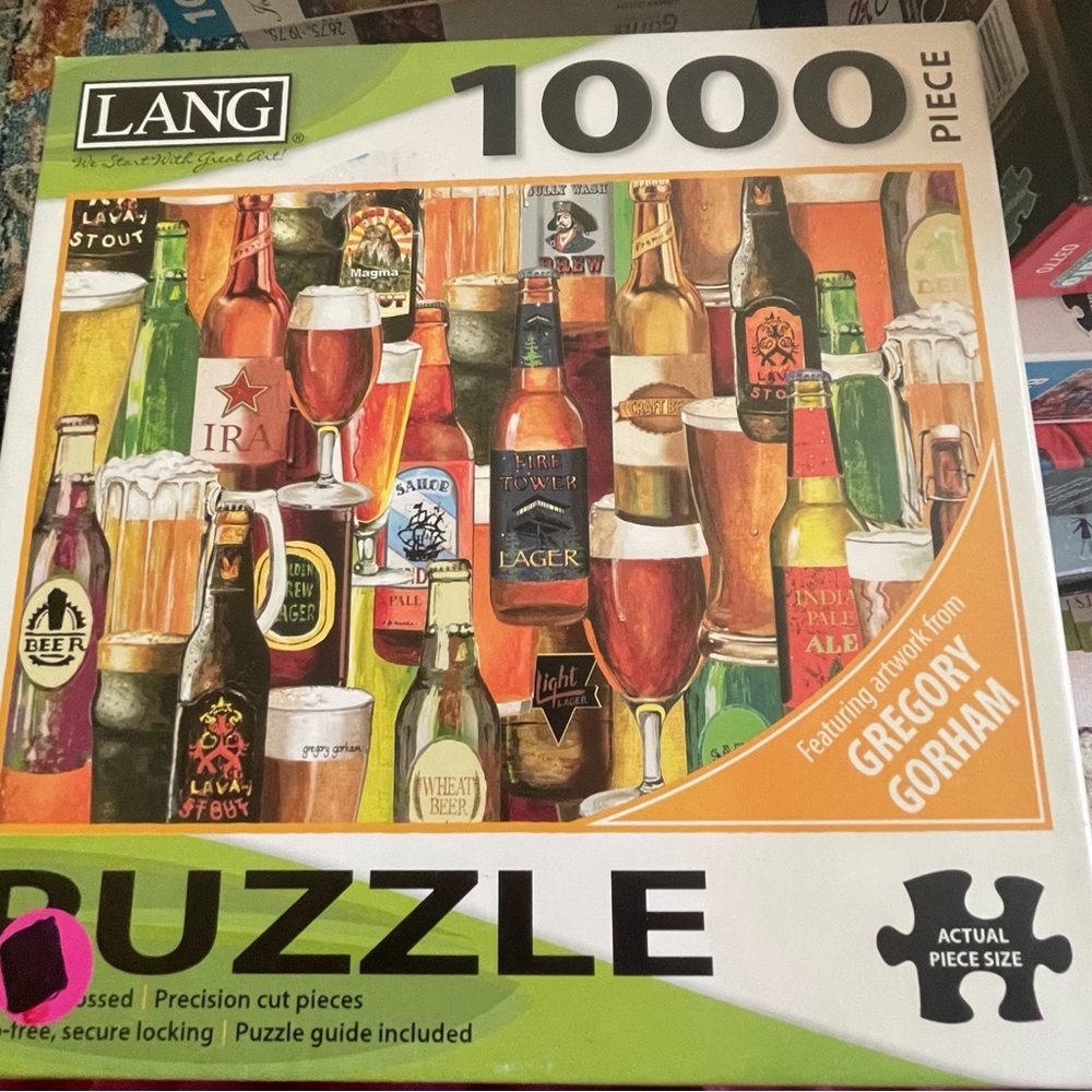 *3/20* LANG 1000-Piece Beer Bottle Puzzle Vibrant Colors